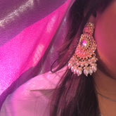 Gold Platted Kundan White Floral Pearl Chandbali Traditiaon
